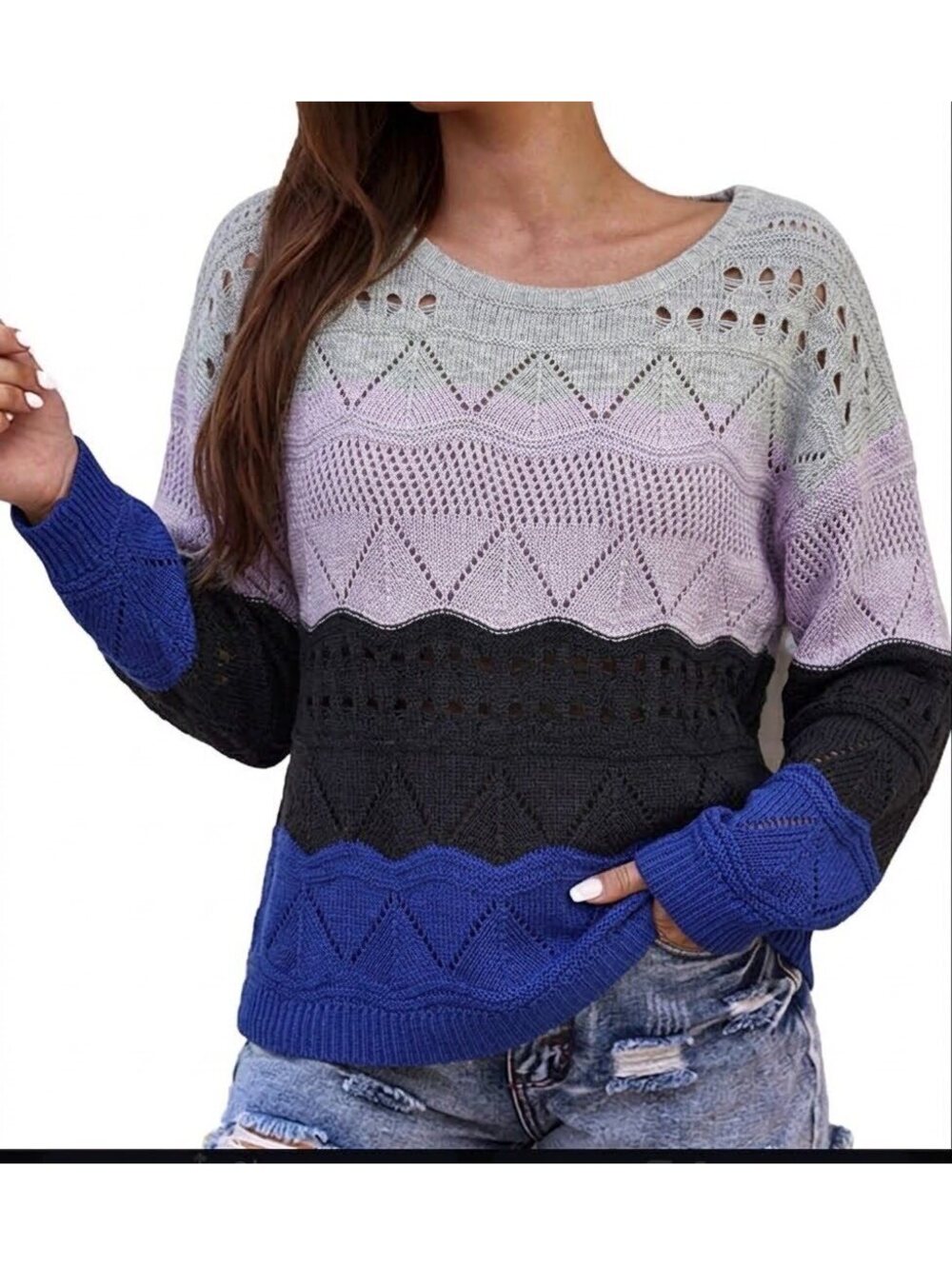 NWOT Women's Color Block Knit Sweater Size Medium